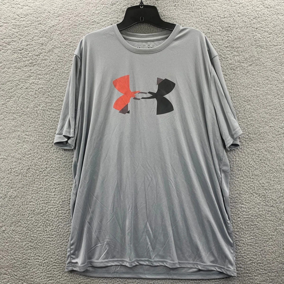 UNDER ARMOUR Heat Gear Loose Mens T Shirt Gray Red Black Size
