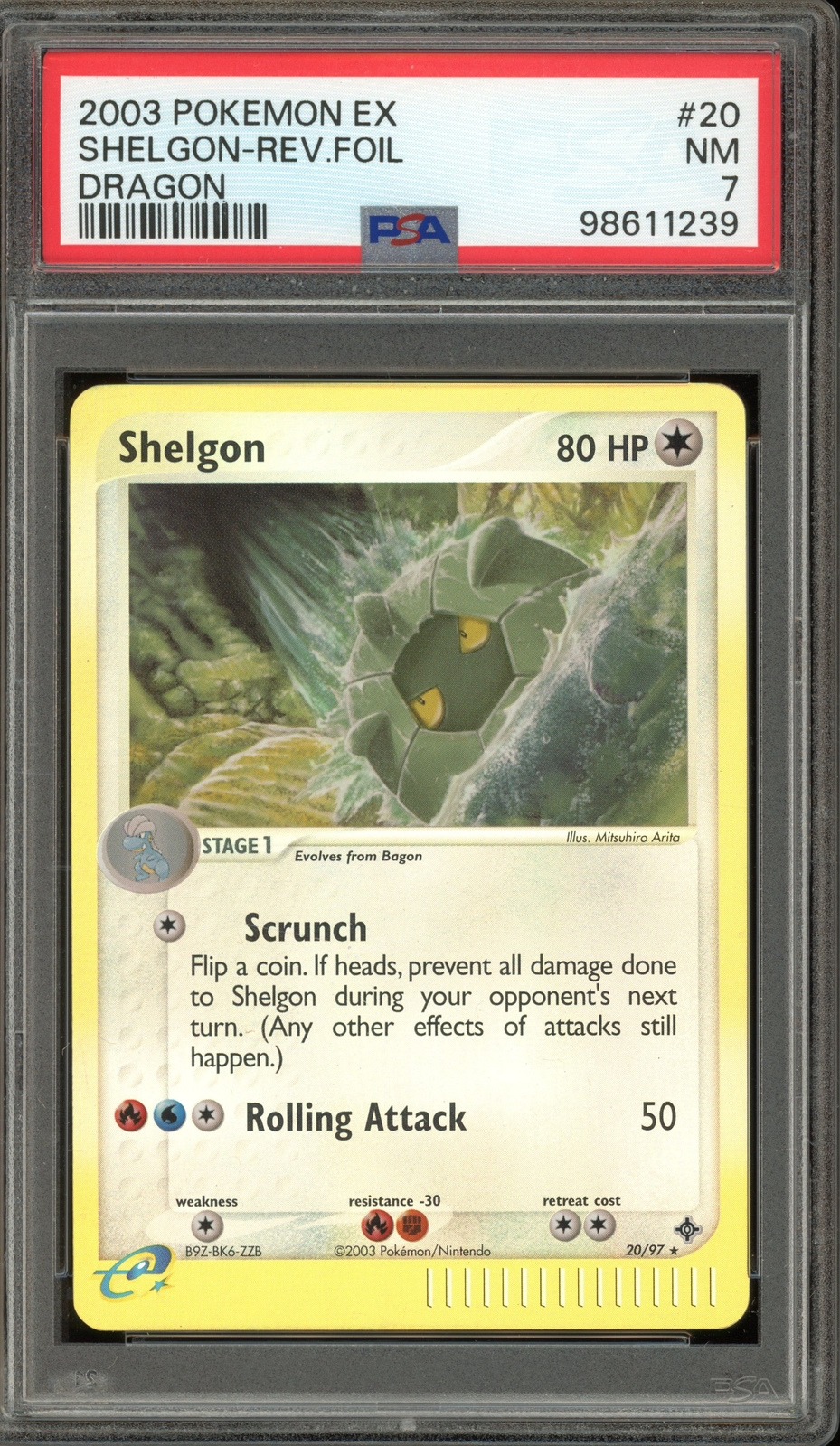 Pokemon Shelgon EX Dragon Reverse Holo Rare #20 PSA 7