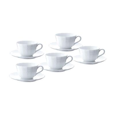 Noritake Cup & Saucer Set Microwave Dishwasher Safe 5 Set Tableware White Japan