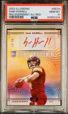 2022 Illusions Sam Howell RC Auto Rookie Endorsements Silver Red Ink /99 PSA 10