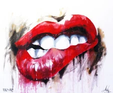 POSTER by ANDY BAKER STREET RED LIPS  POP  ART GRAFFITI