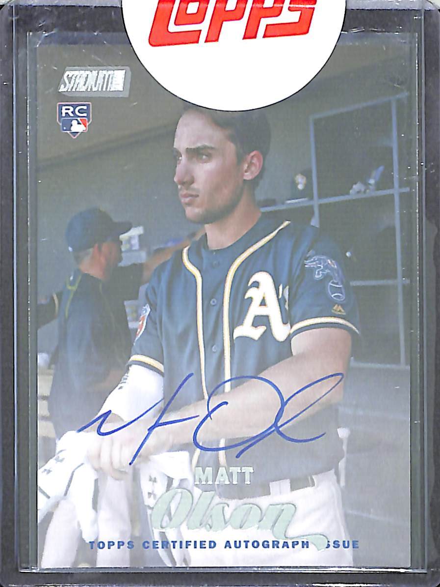 Matt Olson #SCA-MO Baseball Cards 2017 Stadium Club Autographs trading card — raw and PSA graded price guide