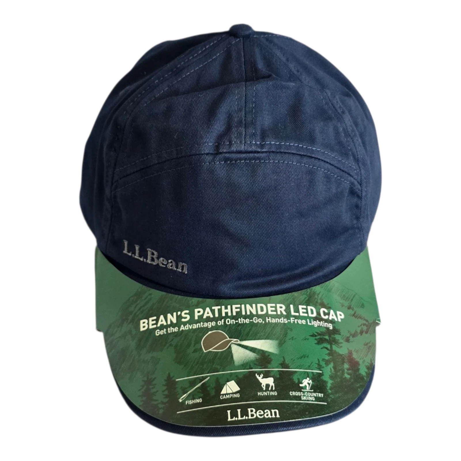 NWT! L.L. Bean ~ Bean's Pathfinder LED Adjustable Baseball Cap Hat Navy Blue