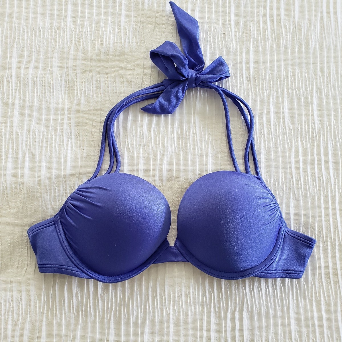 Victoria's Secret Swim BOMBSHELL Add-2-Cups BIKINI Top 6NK Blue