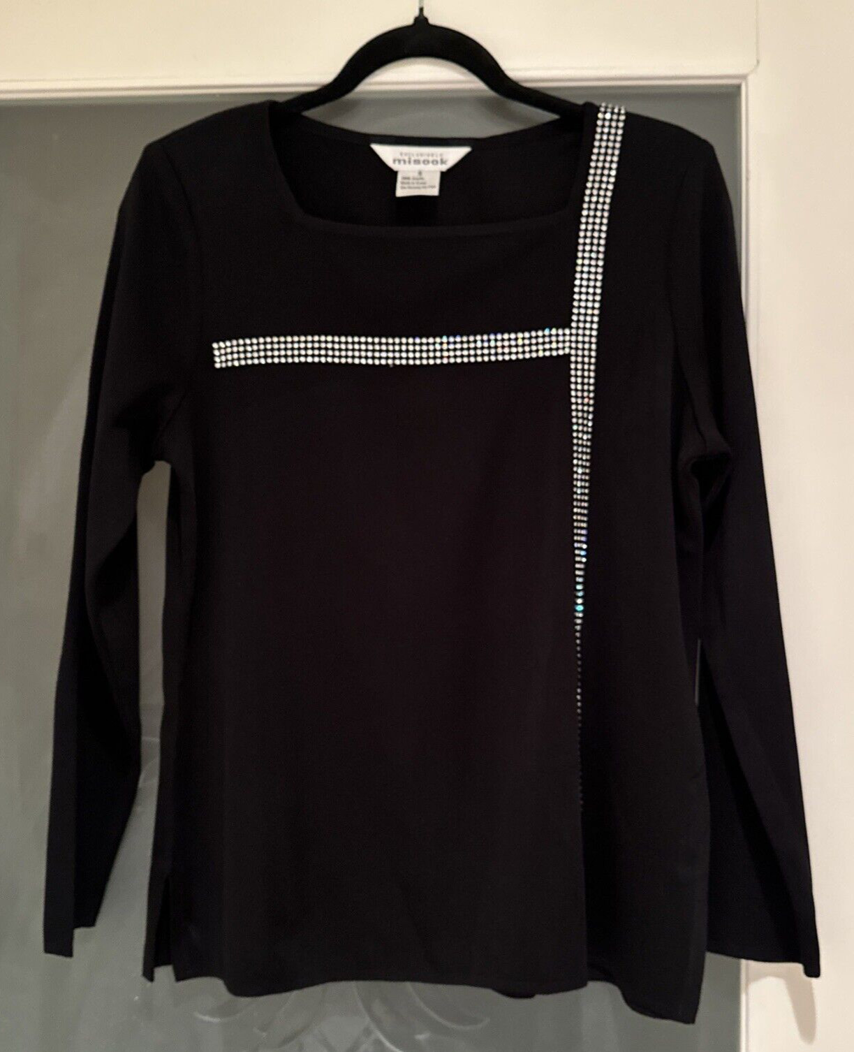 Exclusively Misook Top Rhinestone Embellished Bla… - image 1