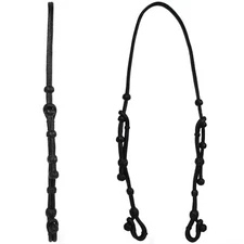 Western Black  Rawhide leather Braided Bosal Hanger with Black Accent Knots