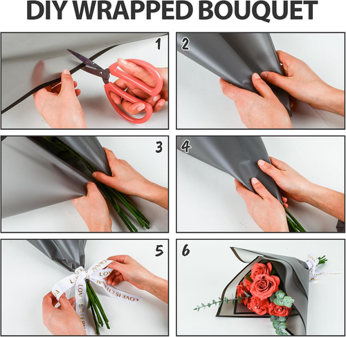 20 Sheets Flower Wrapping Paper - Waterproof Black Floral Wrapping Paper for DIY - Picture 6 of 6