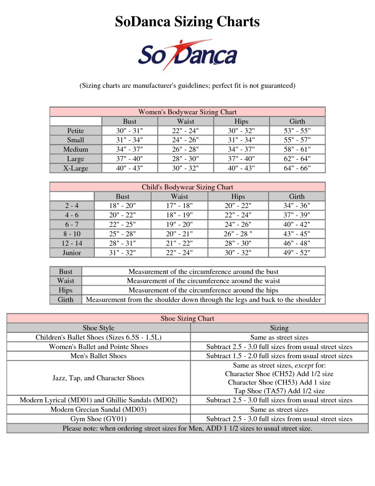 Mariia Size Chart