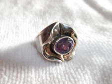 Hagit Gorali Sterling Silver and 14K Yellow Gold Amethyst Ring