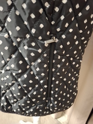 Lands' End Puffer Vest Black with White Polka Dots Zip Pockets Size Small - Picture 5 of 7