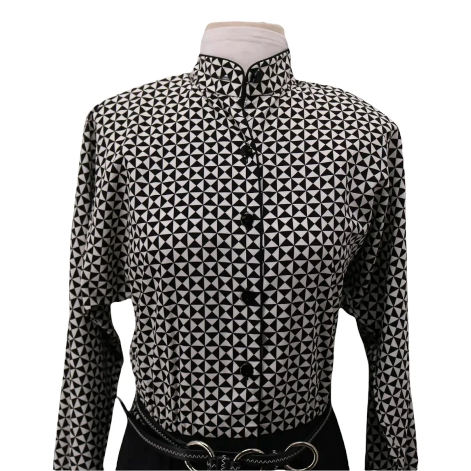 Vintage 1980's Liz Claiborne Dress Size 4 Geometric Tea Length Shirt Dress - Image 2 of 4