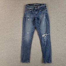 American Eagle Sz 2 Super Skinny Jeans Retro Classic Denim Distressed Y2K