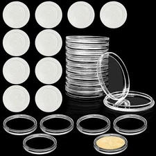 20PC 46mm Coin Storage Box Round Clear Plastic Case Capsules Container Holder