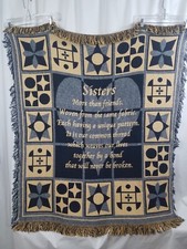Sisters Travel Blanket 47x55 Throw Tapestry Geometric Blue