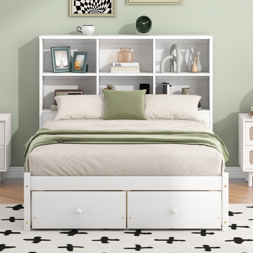 Harper Bright Designs Platform Bed w/ Storage Wood Frame