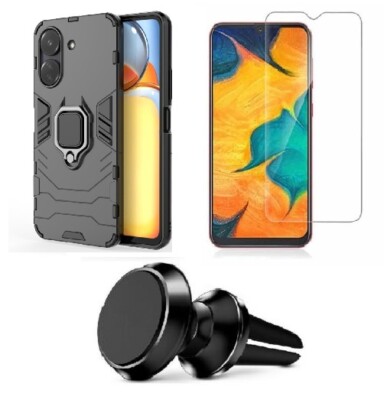 Pack Case Ring +Holder +Tempered Glass for Xiaomi Redmi Note 12 13 14 Pro
