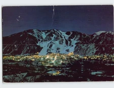 Postcard Aspen and Aspen Mountain moonlight Aspen Colorado USA