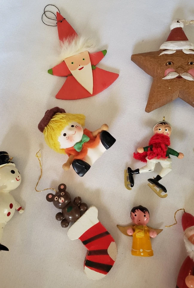 Lote Mixto Adornos Navidad De Colección Árbol Estrella de Papá Noel Muñeco de Nieve Madera  Foto 4 de 4