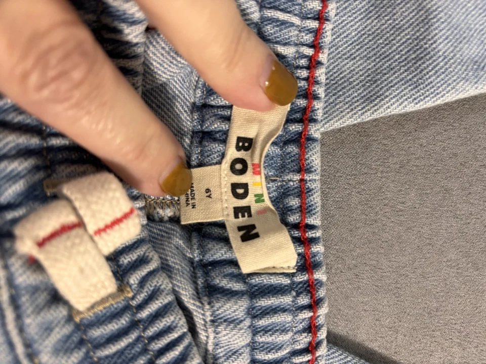 Pantalones de mezclilla Mini Boden 6 lavados ligeros pierna recta tirar suave cómodo juego escolar grapa Foto 3 de 4