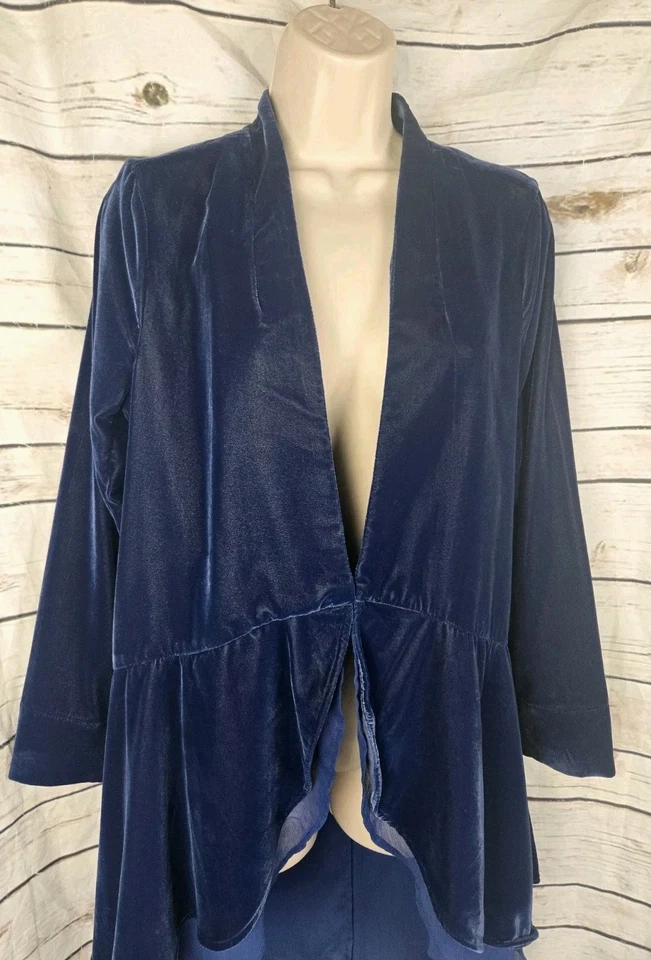 Chaqueta de Terciopelo Azul Soft Surroundings Kimono PM Romántico Gitano Capricho Foto 2 de 4