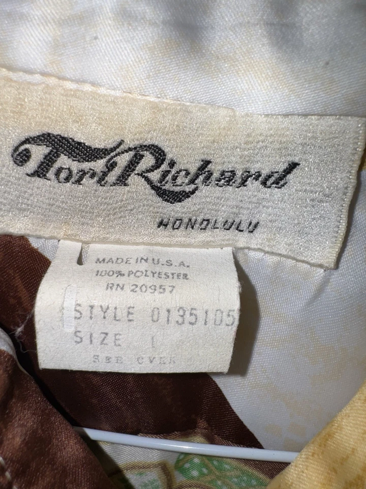 Camisa Honolulu manga curta multicolorida poliéster amarelo poliéster Vgte Tori Richards G - Imagem 4 de 4