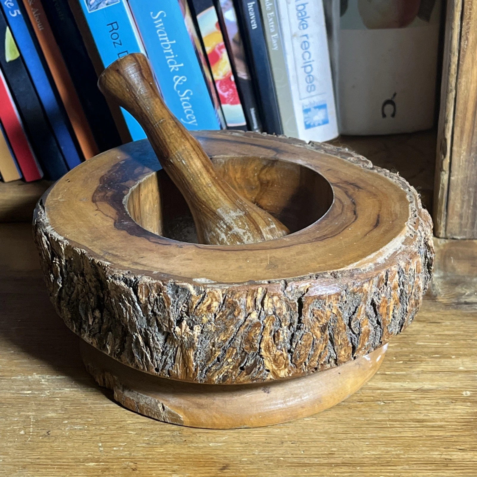 Hand Turned Wooden Pestle and Mortar-Rustic Farmhouse/Cottagecore Style-17 cm
Opens in a new window