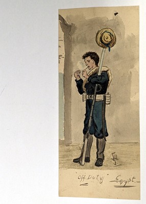 Aquarell signiert J.W. - Um 1800 - Kriegskünstler oder dienende Offiziere Skizzenblock.