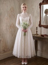 Vintage 70s Mori Lee Ivory Lace Wedding Dress XS 2 Illusion Sweetheart Neckline