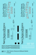 K4 O Scale Decals Utah Poultry Cooperative Wood Ice Reefer Milk White Eggs