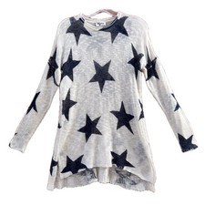 Show Me Your Mumu Bonfire Sweater Stars Knit Oversized Tunic XS White Navy