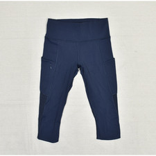 Athleta Women's Capri Legging Pull On Side Pockets Polyester Blue Size S Gym