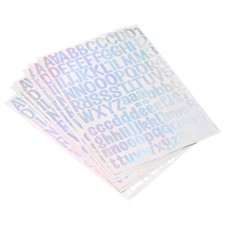 Letter Alphabet Number Sticker,Reflective Glitter Silver 1" 126 Count/Sheet,8pcs