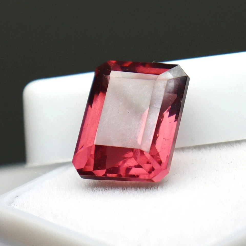 Hessonite Natural Emerald Cut 10-12 Ct Garnet Red Raspberry Color Loose Gemstone - Image 4 of 4