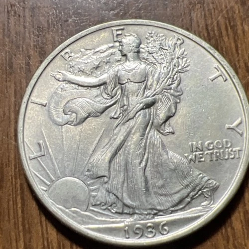 1936 AU Walking Liberty Half Dollar 50c Silver Actual Coin Great Deal