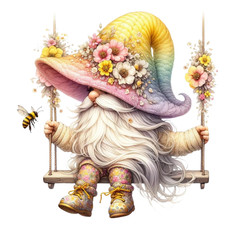 Gnome Springtime Flowers art Painting Mouse Pad 7 3/4 x 9" Cartoon Characters