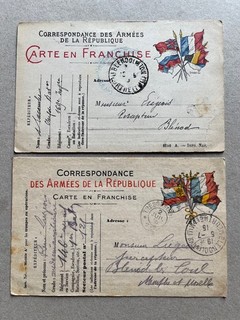 t) lotto n. 10 Franchigia posta militare 1GM WWI Francia