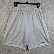 Nike Dri-FIT Athletic Gym Shorts Gray Mesh Regular Fit Drawstring Men's Size S