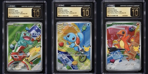 CGC 10 PRISTINE POKEMON FIRST PARTNER SERIES 1 KANTO GEN SEQUENTIAL SET PSA 10