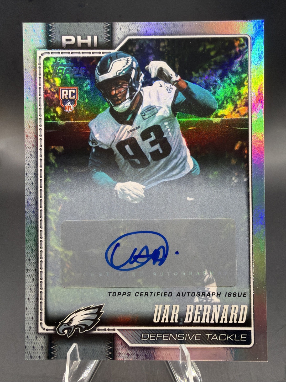 2026 Topps Flagship Football Uar Bernard #400 Rainbow Foil Auto (RC) Eagles