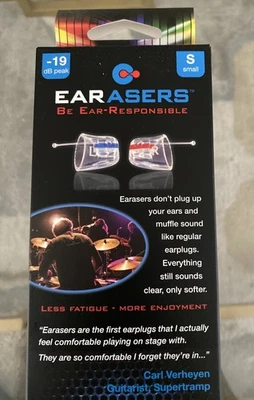 Earasers Musicians Plugs for Musicians and Concert goers - Small