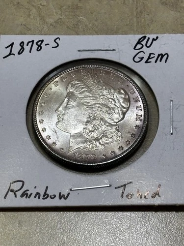 1878-S Silver Morgan Dollar • BU Gem • Rainbow Toned