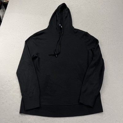 Artefact Hoodie Mens Large Black Knit Merino Wool Blend Pullover Sweatshirt