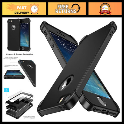 iPhone 5/5S/SE Case with 2 Tempered Glass Protectors, 360° Full Body Protection,