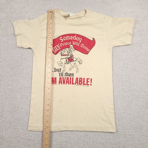 Vintage Someday My Prince Will Come Shirt Womens Small Beige Funny Graphic 80s - Picture 10 of 14