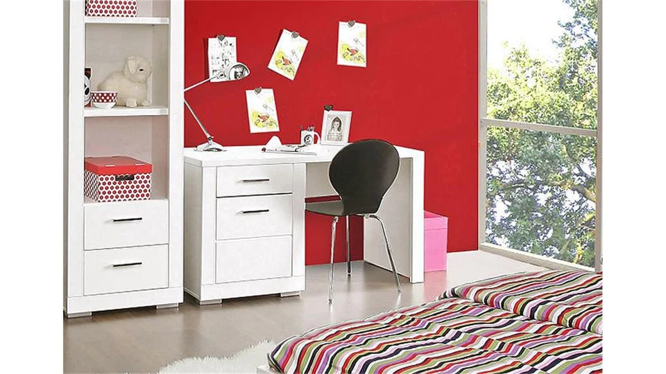 Schreibtisch Snow Computertisch PC Tisch in weiß matt für Jugendzimmer