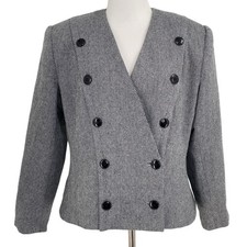 Sasson Vintage 80's Double Breasted Tweed Blazer Size 12