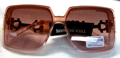 NWT Pink Transparent Sunglasses True Religion TR 56234X-1PJP-GP2 Oversize Preppy