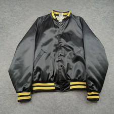 Vintage Aristo Jac Jacket Mens Large Black Satin Varsity PayLine West Inc USA