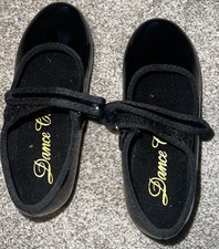 Dance Class Girls Black Patent Tap Shoes Size 9 Mary Jane Buckle Tap Dance
