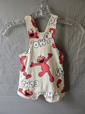 Sesame Street Elmo Baby Overalls Romper 3-6 Months Snap Pocket Soft